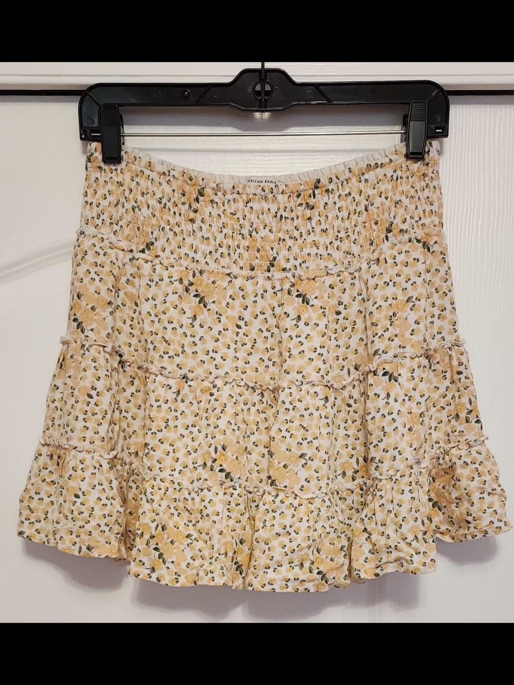 American Eagle Outfitters Yellow Floral Tiered Skirt